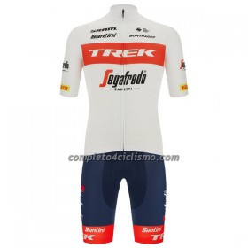 Completo Maglia + Pantaloncino con bretelle 2022 Trek-Segafredo Manica Corta Bianco Rosso